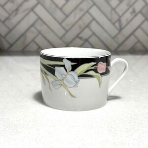 Fairfield China Vanessa 278 Tea‎ Cup Black Band Tulip Iris Floral Porcelain MCM